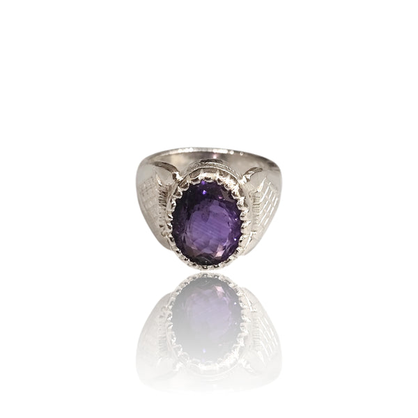 Natural Amethyst Silver Ring 6.68 Ct