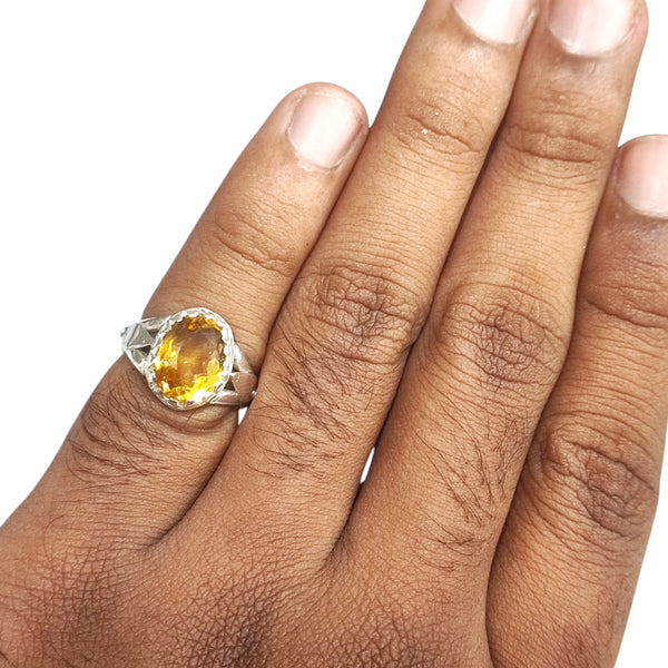 Natural Citrine Silver Ring 4.15 Ct