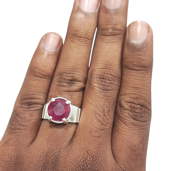 Natural Ruby Silver Ring 10.5 Ct