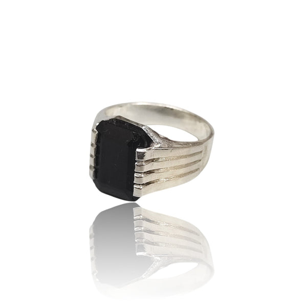 Natural Black Tourmaline Silver Ring 6.41 Ct