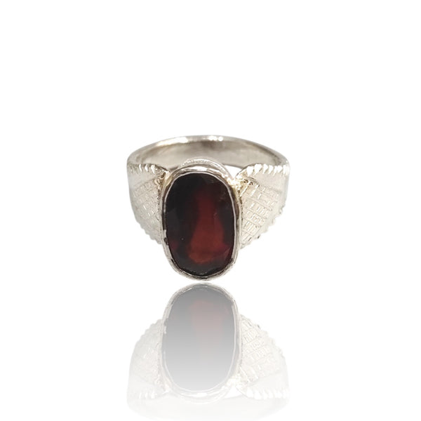 Natural Hessonite Silver Ring 5.08 Ct