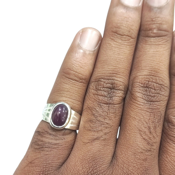 Natural Ruby Silver Ring 4.96 Ct
