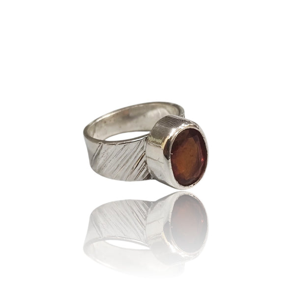 Natural Hessonite Silver Ring 4.75 Ct
