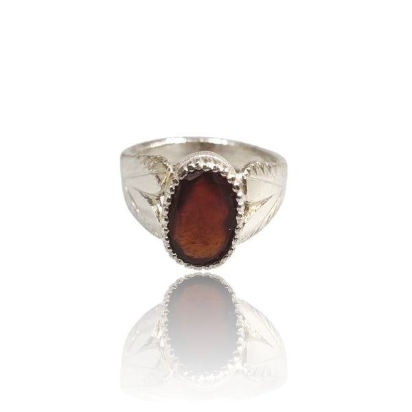 Natural Hessonite Silver Ring 4.85 Ct
