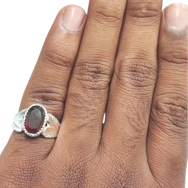 Natural Hessonite Silver Ring 4.85 Ct