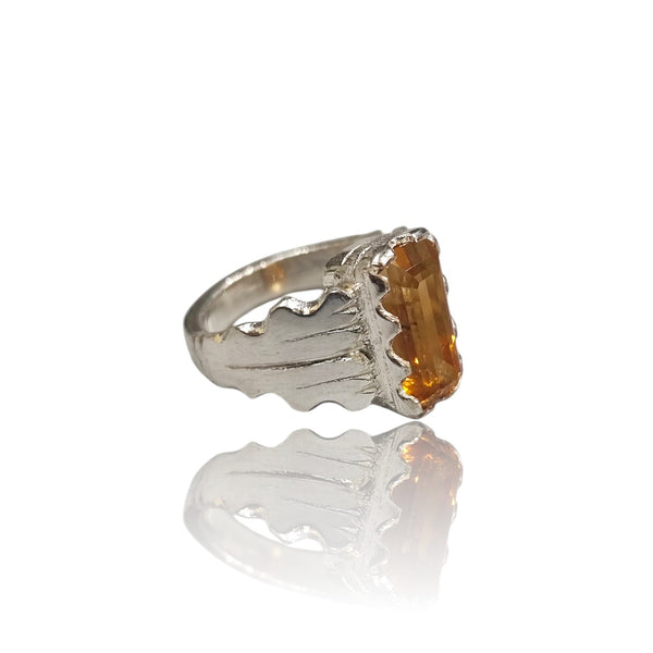 Natural Citrine Silver Ring 7.60 Ct