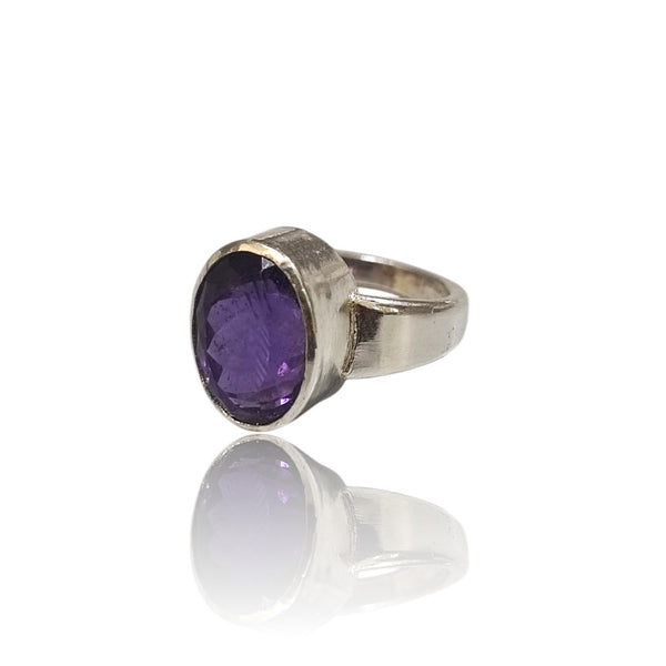 Natural Amethyst Silver Ring 7.91 Ct