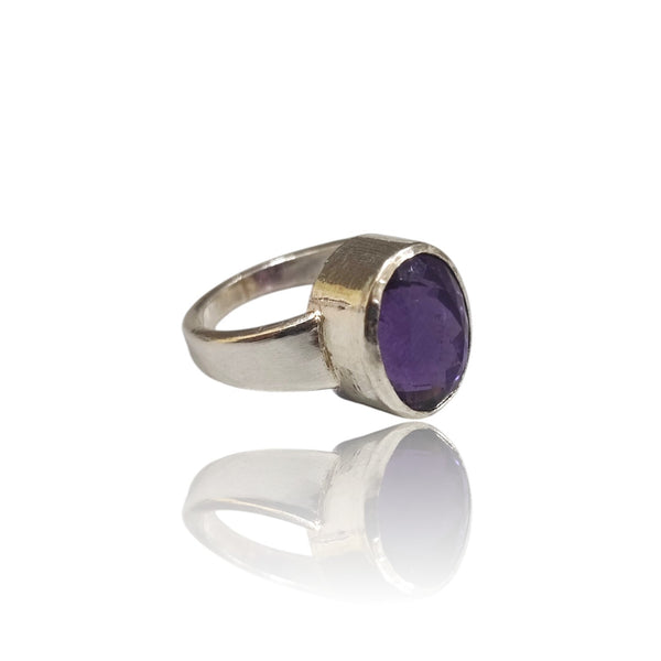 Natural Amethyst Silver Ring 7.91 Ct