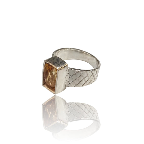 Natural Citrine Silver Ring 3.30 Ct