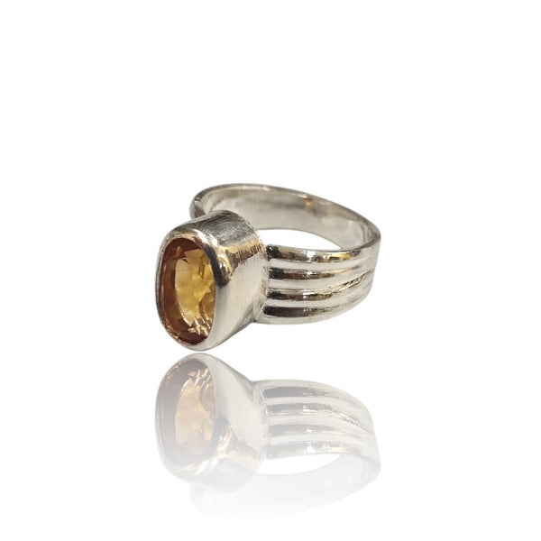 Natural Citrine Silver Ring 4.78 Ct