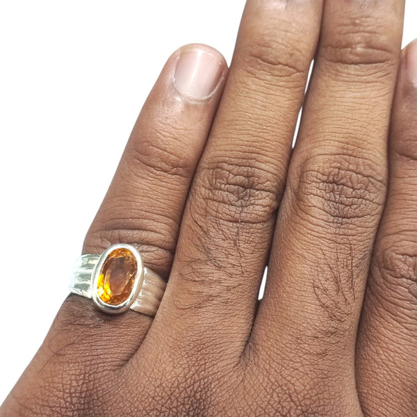 Natural Citrine Silver Ring 4.78 Ct