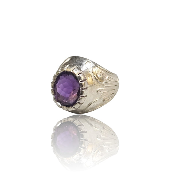 Natural Amethyst Silver Ring 6.82 Ct