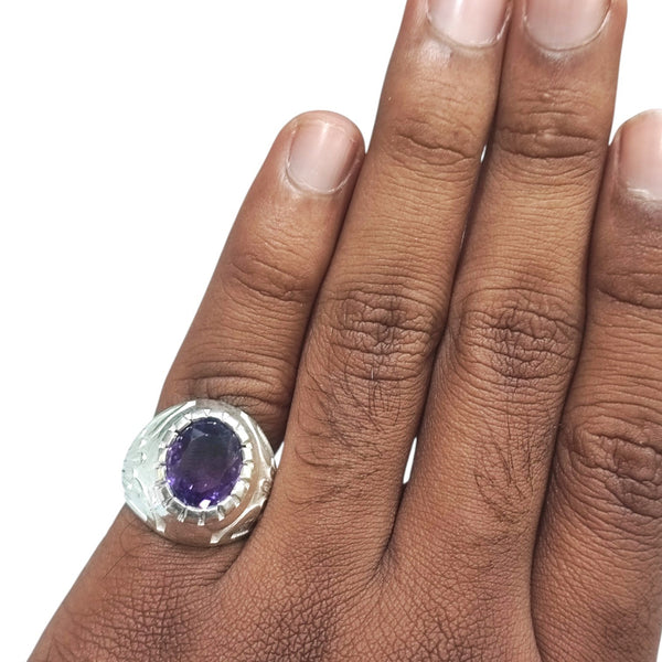 Natural Amethyst Silver Ring 6.82 Ct