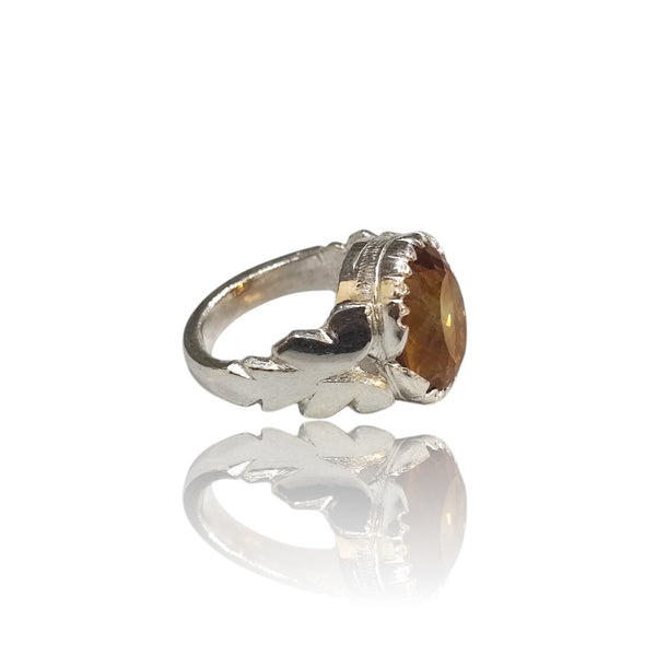 Natural Citrine Silver Ring 12.64 Ct
