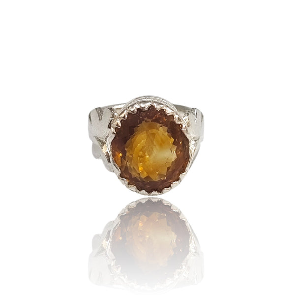 Natural Citrine Silver Ring 12.64 Ct