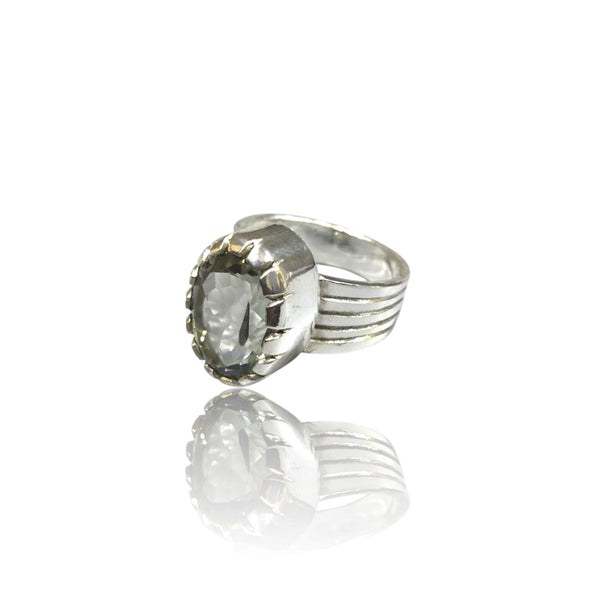 Natural Quartz Silver Ring 9.12 Ct