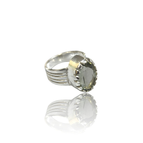 Natural Quartz Silver Ring 9.12 Ct