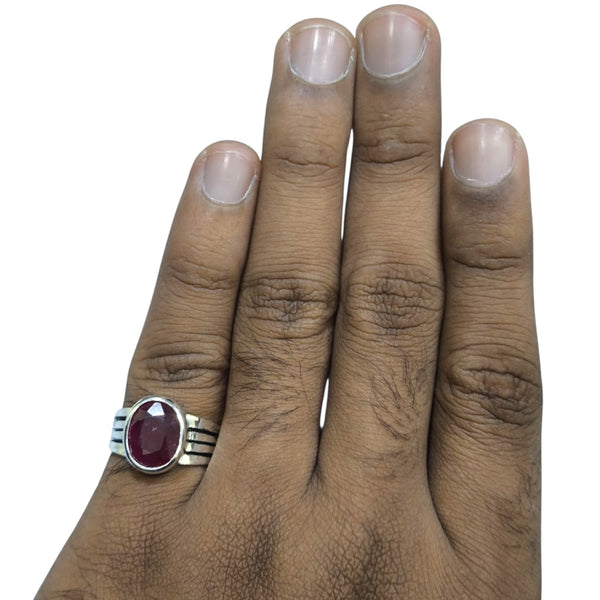 Natural Ruby Silver Ring 5.25 Ct