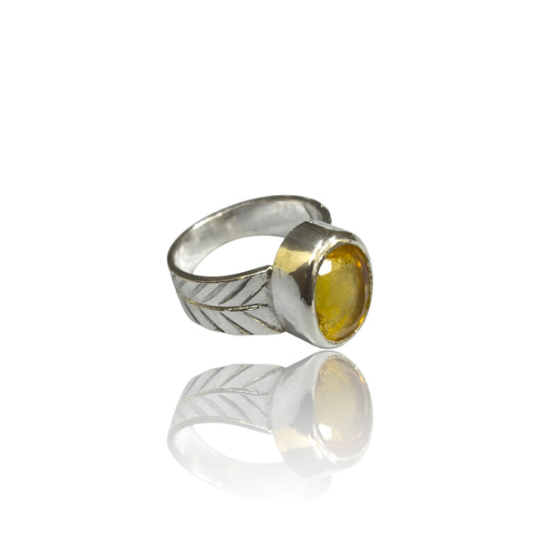 Natural Citrine Silver Ring 4.70 Ct