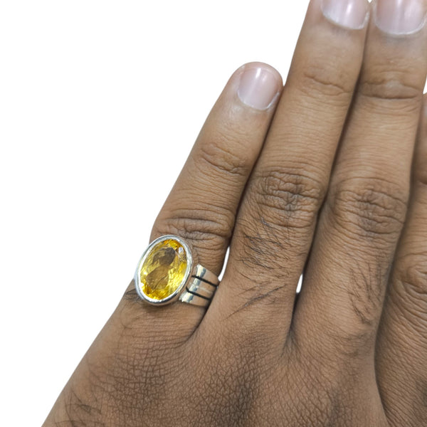 Natural Citrine Silver Ring 5.71 Ct
