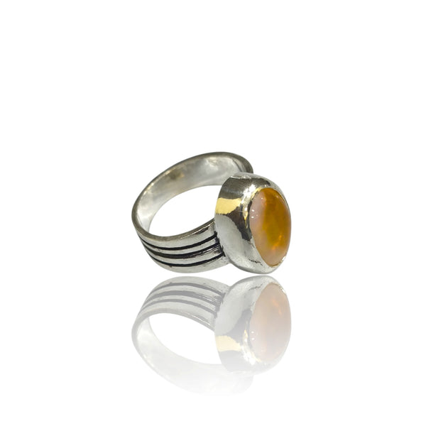 Natural Opal Silver Ring 5.93 Ct