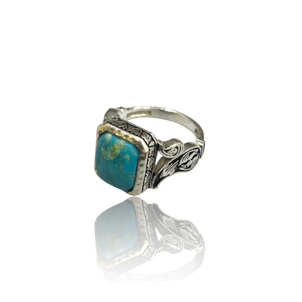 Natural Irani Fairoos Silver Ring 9.81 Ct