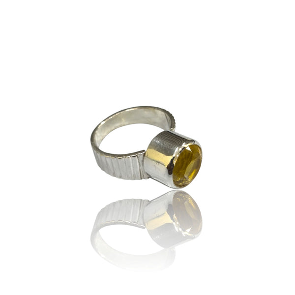 Natural Citrine Silver Ring 5.86 Ct