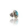 Natural Irani Fairoos Silver Ring 20.63 Ct — close up detail, authentic Irani firoza turquoise silver ring
