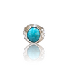 Natural Irani Fairoos Silver Ring 4.12 Ct — close up detail, authentic Irani firoza turquoise silver ring