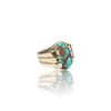 Natural Irani Fairoos Silver Ring 7.64 Ct — side view, lab certified natural Irani firoza turquoise
