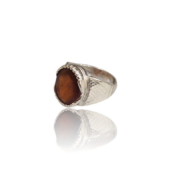 Natural Hessonite Silver Ring 11.18 Ct