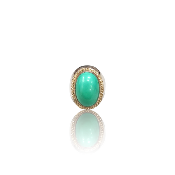 Natural American Fairoos Silver Ring 16.16 Ct — close up detail, authentic American firoza turquoise silver ring