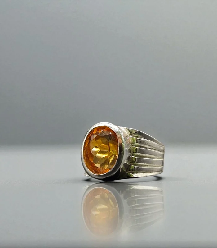 Natural Citrine Silver Ring - 3.84 Carat - Size 11