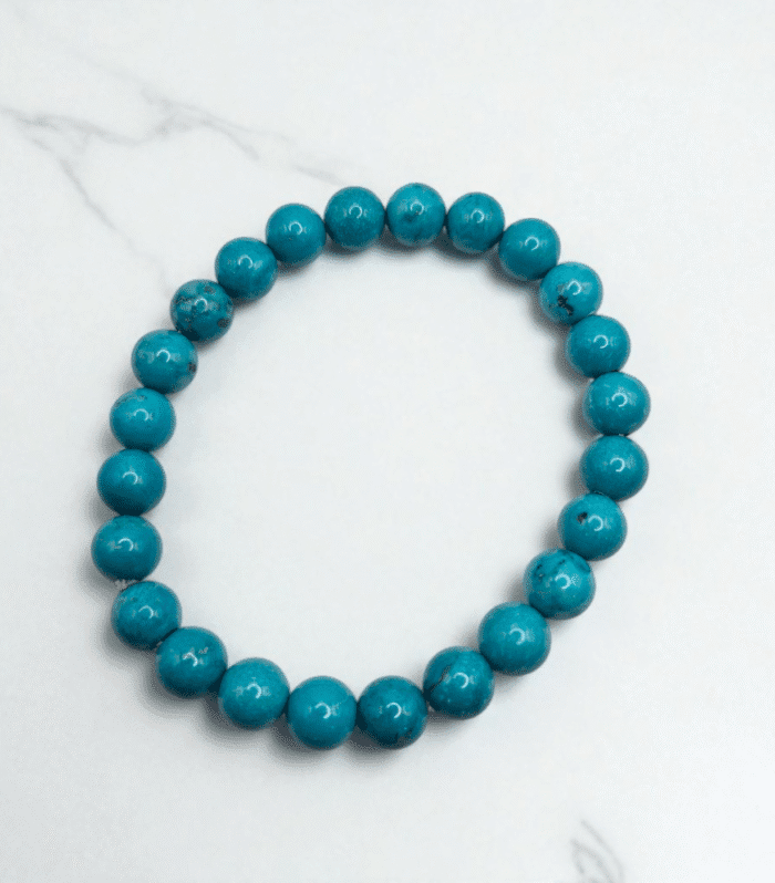 Natural Turquoise (Firoza) | Stretchable Round Beads Bracelet