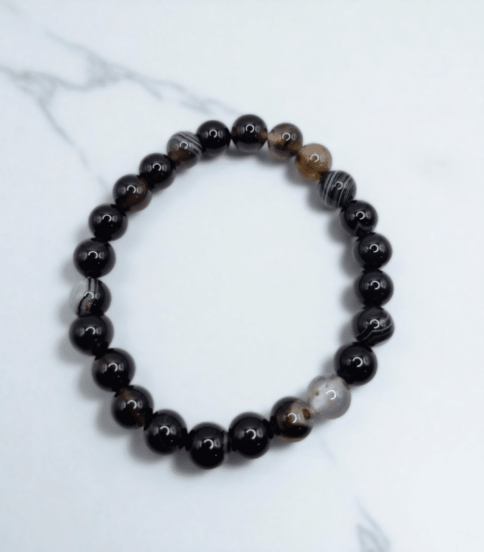 Natural Agate | Stretchable Round Beads Bracelet