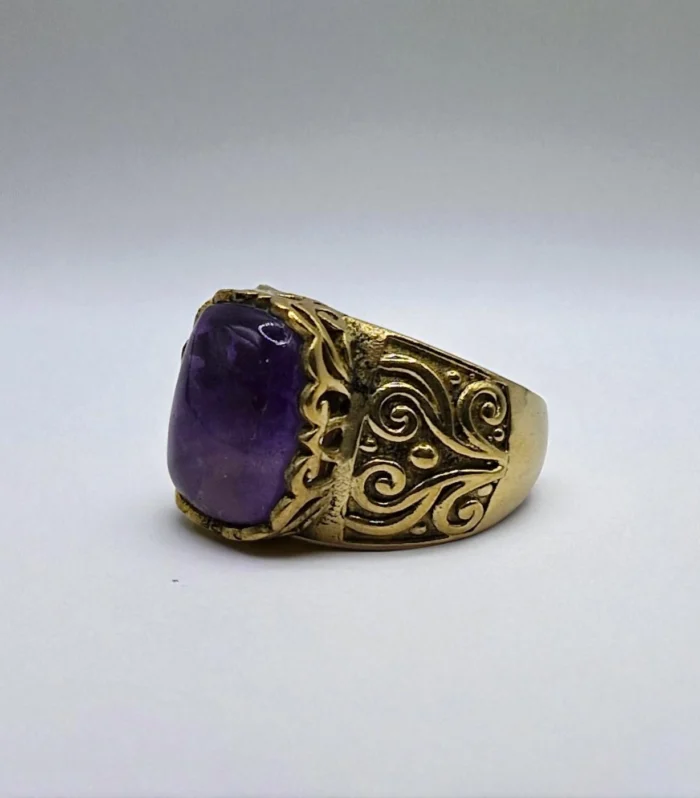 Natural Amethyst Metal Ring – Size 21