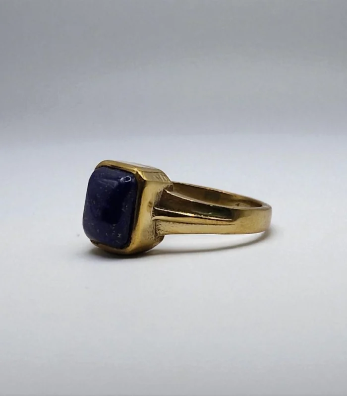 Natural Lapis Lazuli Metal Ring – Size 23