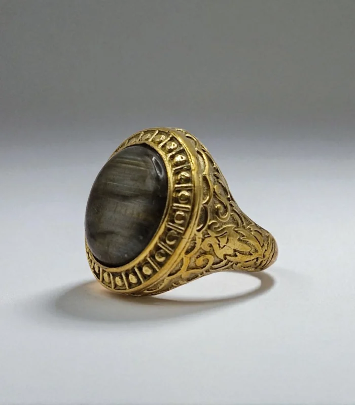 Natural Labradorite Metal Ring – Size 24