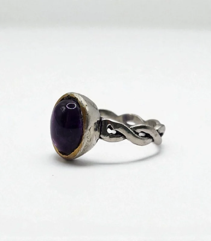 Natural Amethyst Metal Ring – Size 13