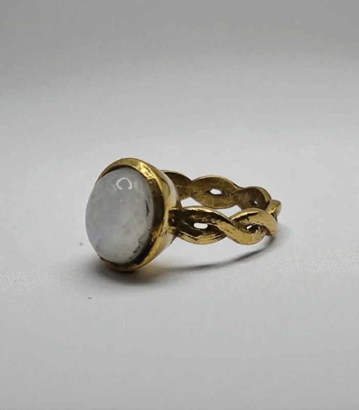 Natural Moonstone Metal Ring – Size 13