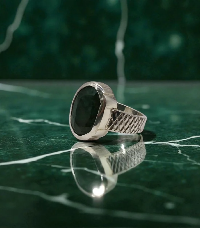 Natural Emerald Silver Ring – Size 15