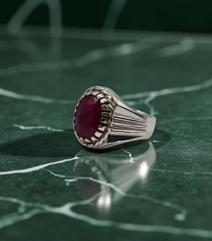 Natural Ruby Silver Ring – Size 22